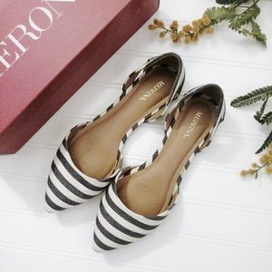 Merona Navy Blue & White Striped Flats Shoes